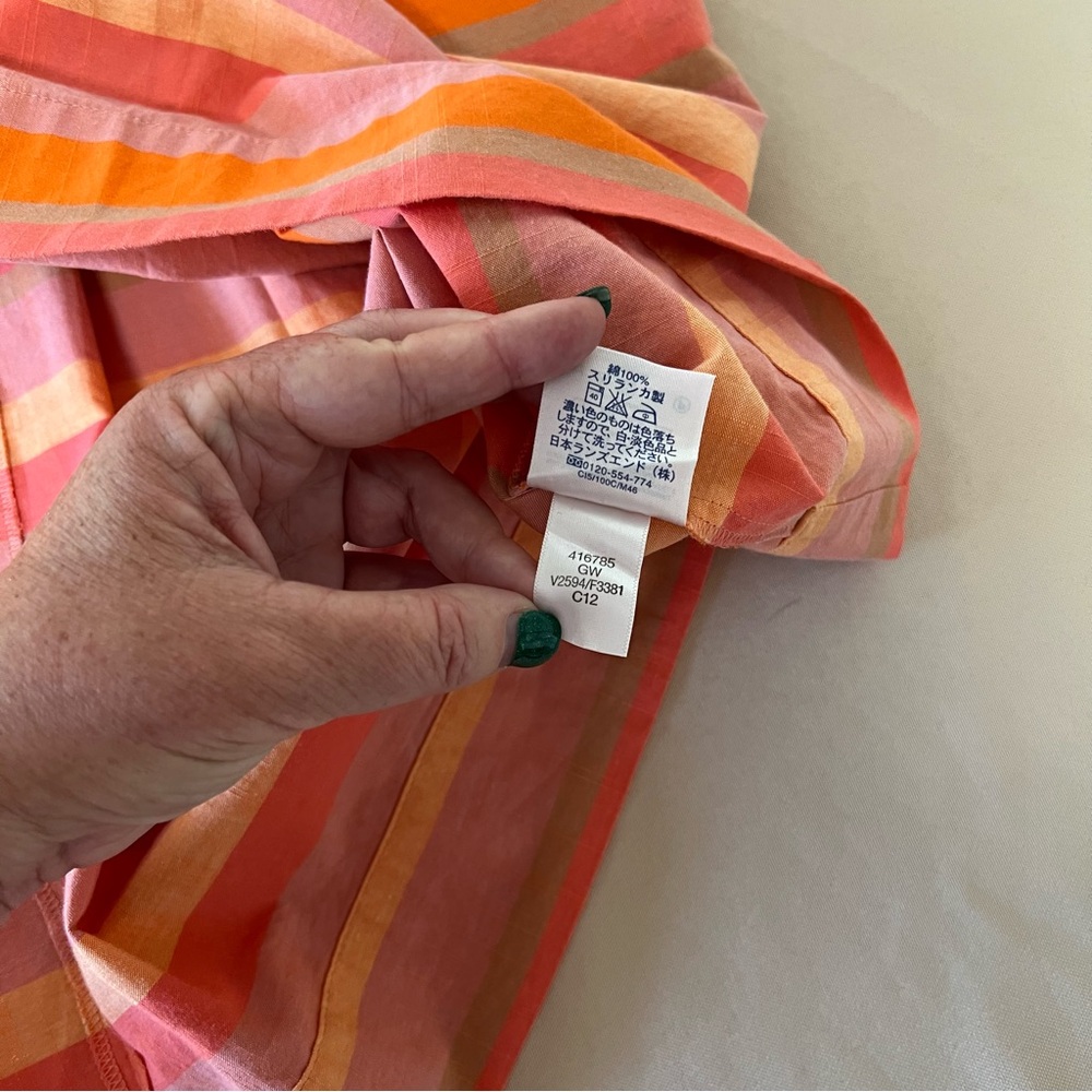 Lands End Striped Fit & Flare Sleeveless Dress Pink & Orange Sundress Size 12 - Picture 9 of 15